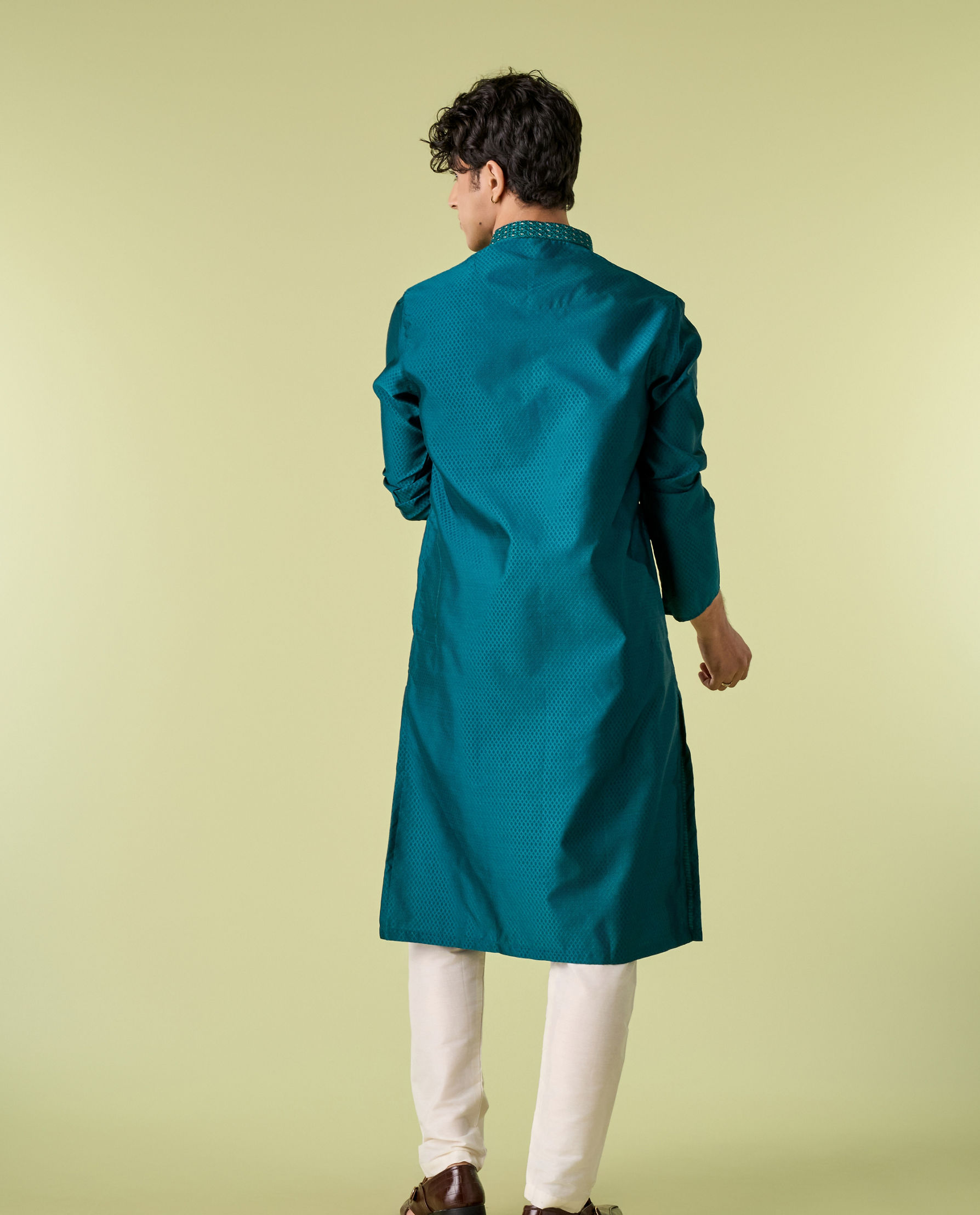 Diwas Men Teal Green Festive Elegance Kurta Pajama