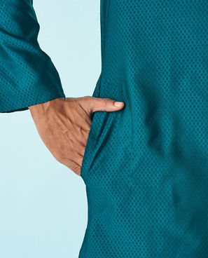 Diwas Men Teal Green Festive Elegance Kurta Pajama