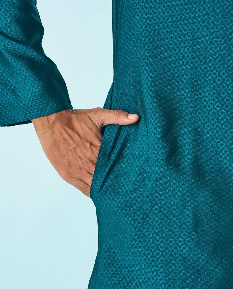 Diwas Men Teal Green Festive Elegance Kurta Pajama