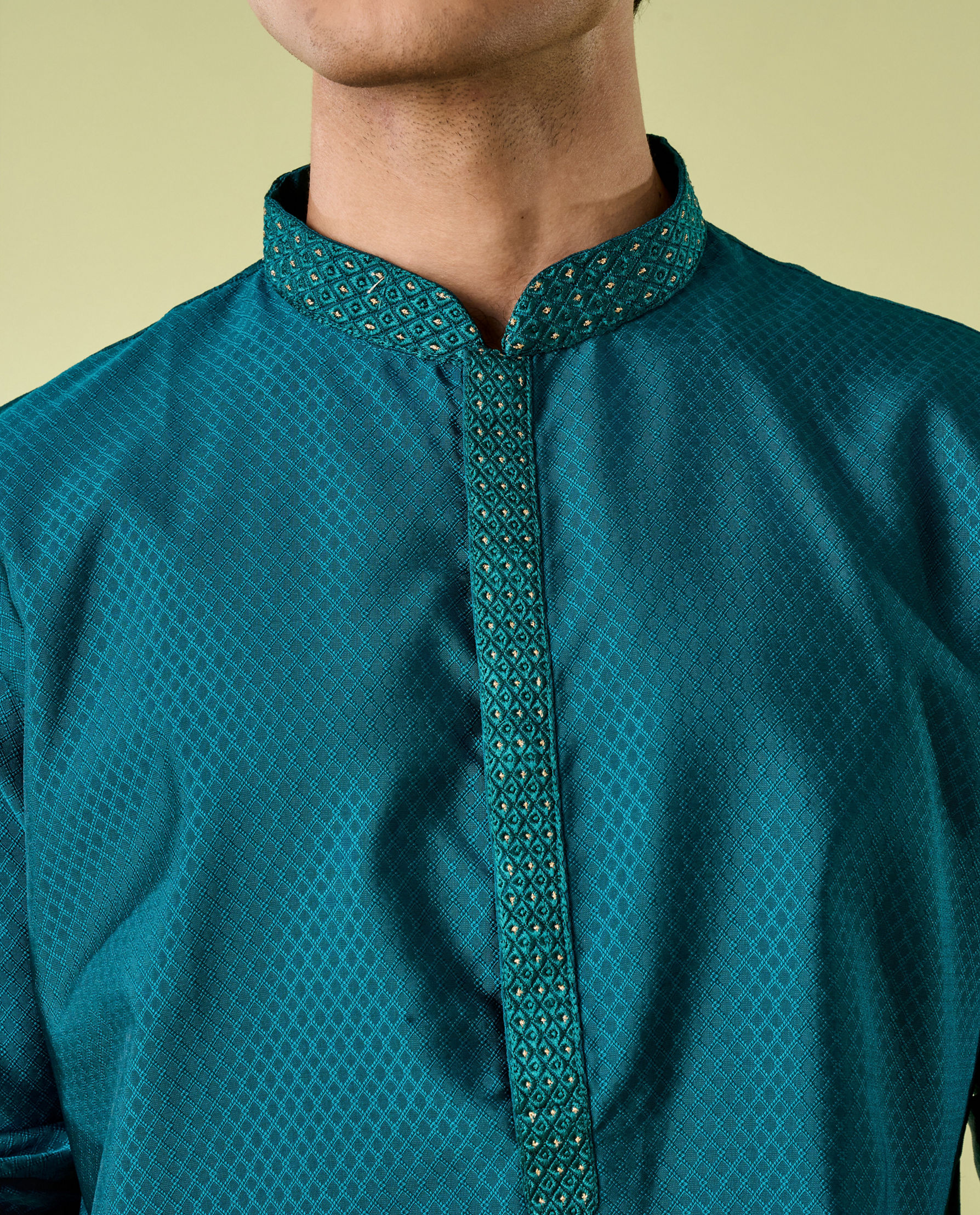Diwas Men Teal Green Festive Elegance Kurta Pajama