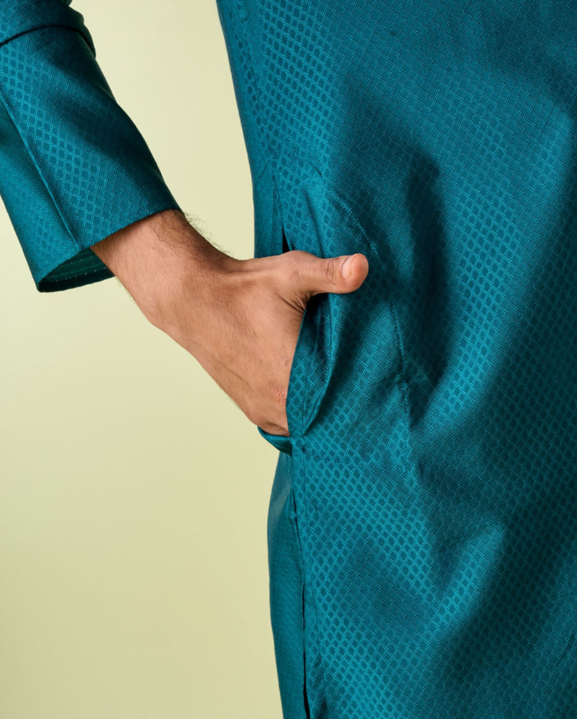 Diwas Men Teal Green Festive Elegance Kurta Pajama