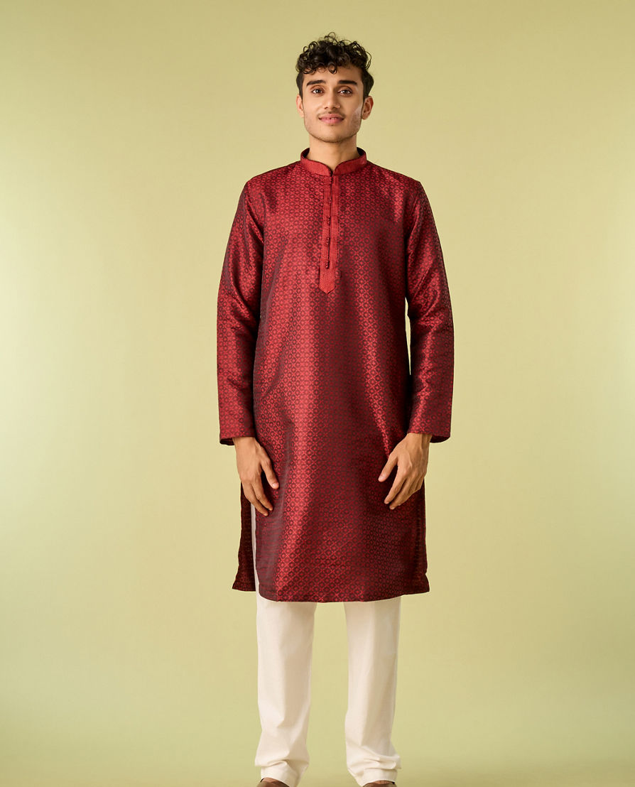 Diwas Men Maroon Majesty Kurta Pajama
