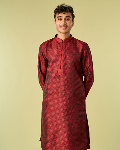 Diwas Men Maroon Majesty Kurta Pajama