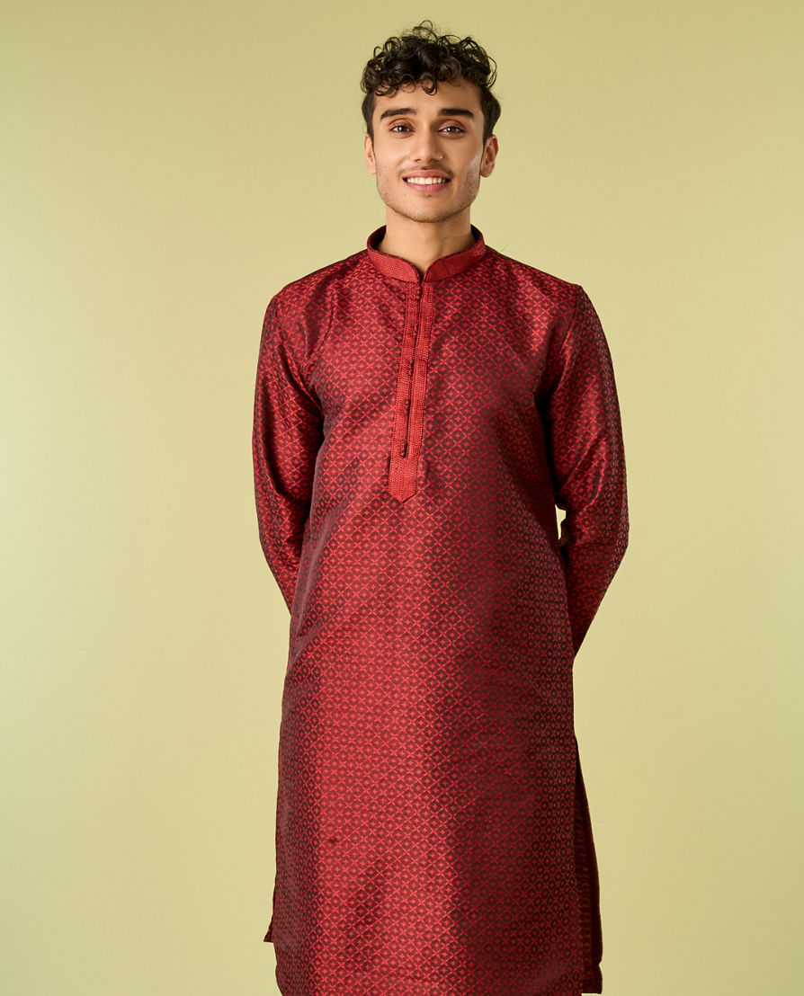 Diwas Men Maroon Majesty Kurta Pajama