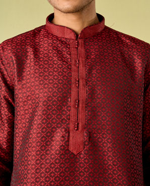 Diwas Men Maroon Majesty Kurta Pajama