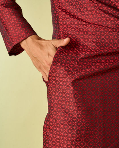 Diwas Men Maroon Majesty Kurta Pajama
