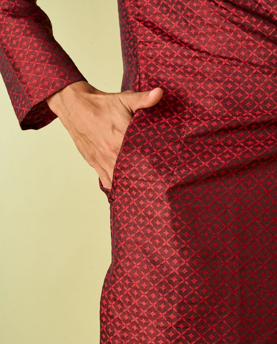 Diwas Men Maroon Majesty Kurta Pajama