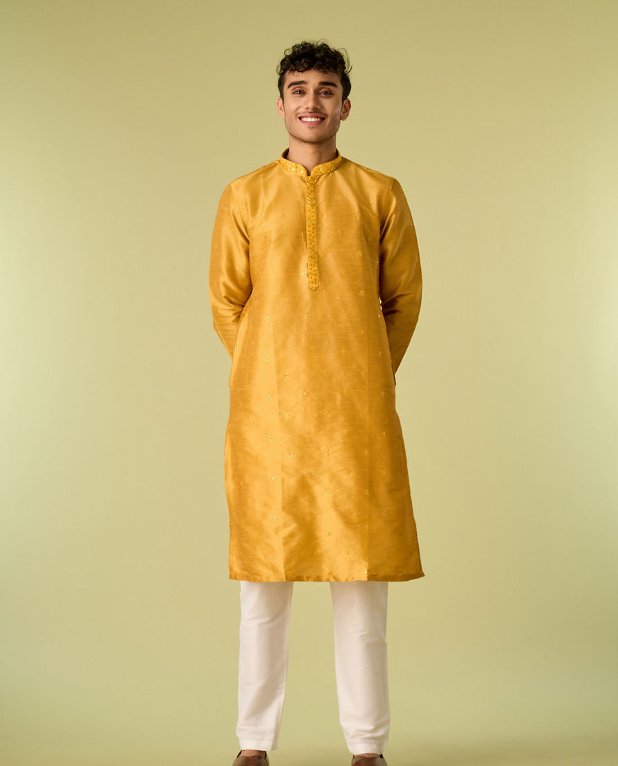 Diwas Men Mustard Yellow Elegance Kurta Pajama