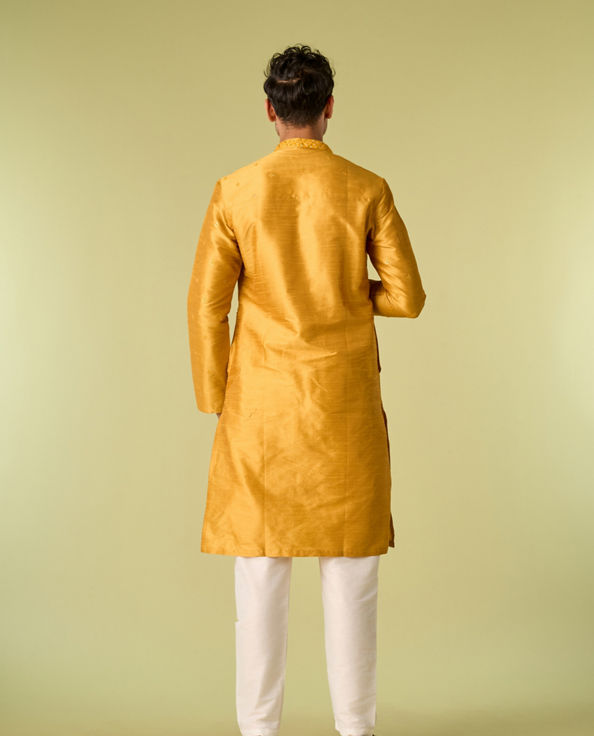Diwas Men Mustard Yellow Elegance Kurta Pajama