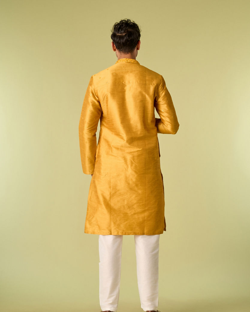 Diwas Men Mustard Yellow Elegance Kurta Pajama