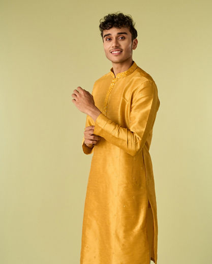 Diwas Men Mustard Yellow Elegance Kurta Pajama