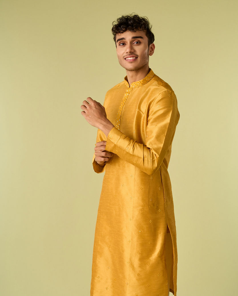 Diwas Men Mustard Yellow Elegance Kurta Pajama