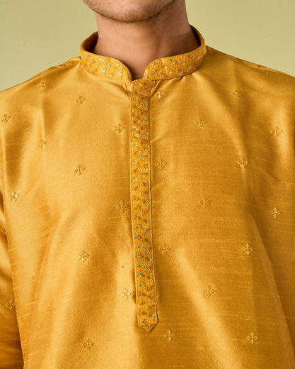 Diwas Men Mustard Yellow Elegance Kurta Pajama