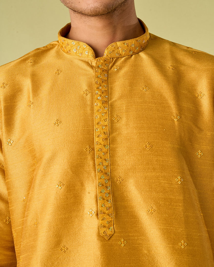 Diwas Men Mustard Yellow Elegance Kurta Pajama
