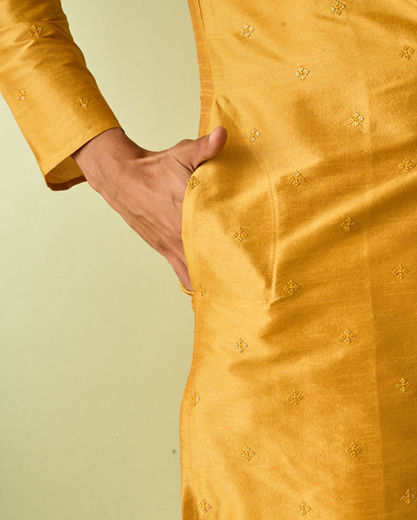 Diwas Men Mustard Yellow Elegance Kurta Pajama