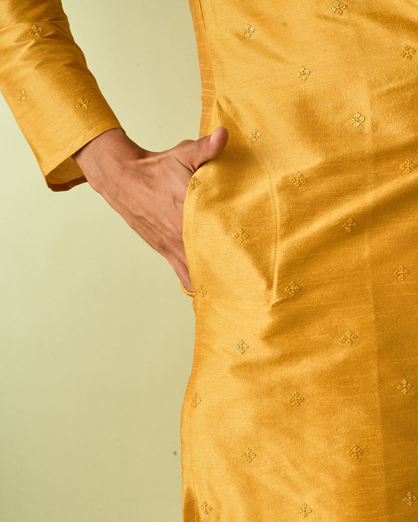 Diwas Men Mustard Yellow Elegance Kurta Pajama