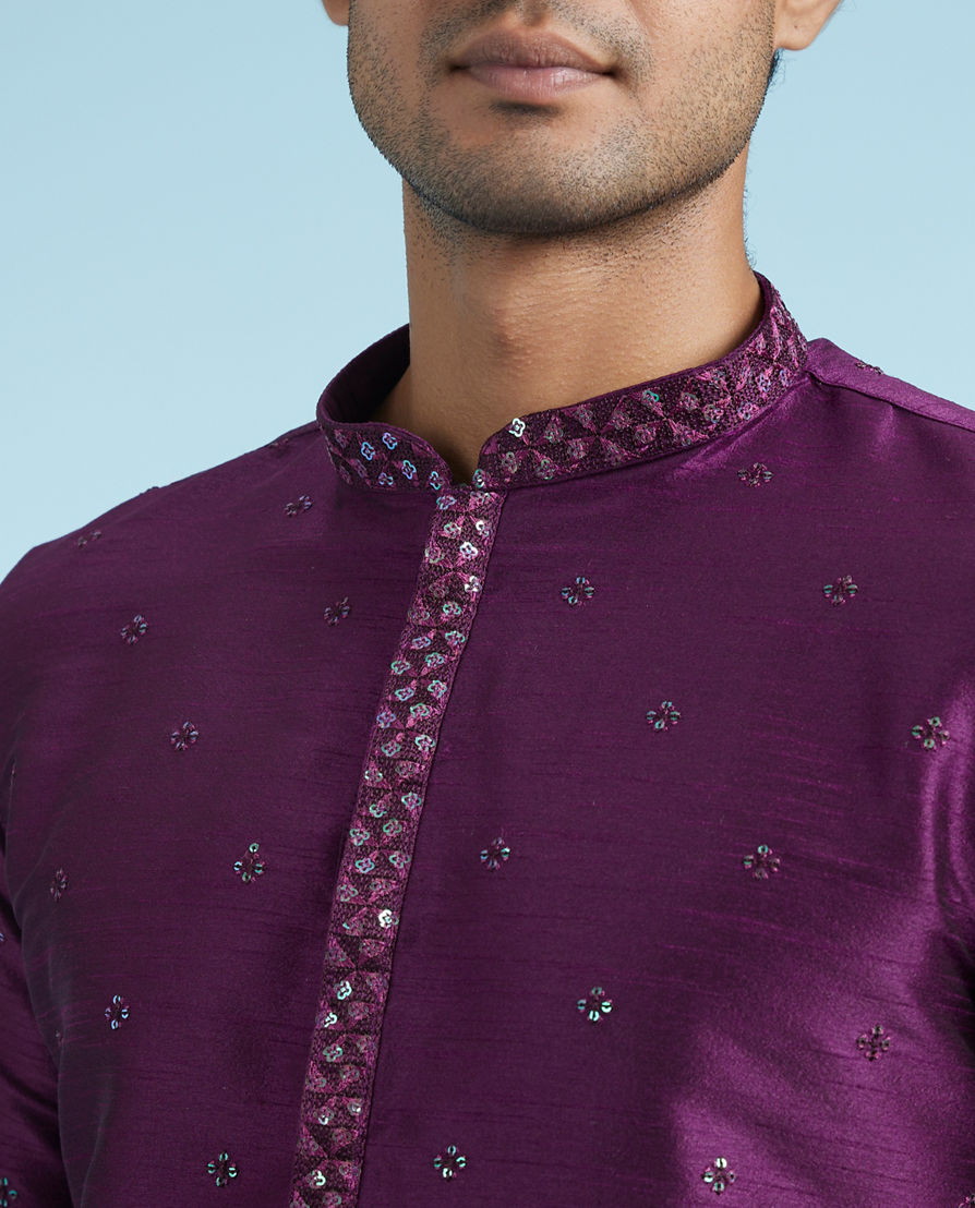 Diwas Men Elegant Purple Kurta Pajama Set