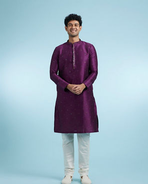 Diwas Men Elegant Purple Kurta Pajama Set