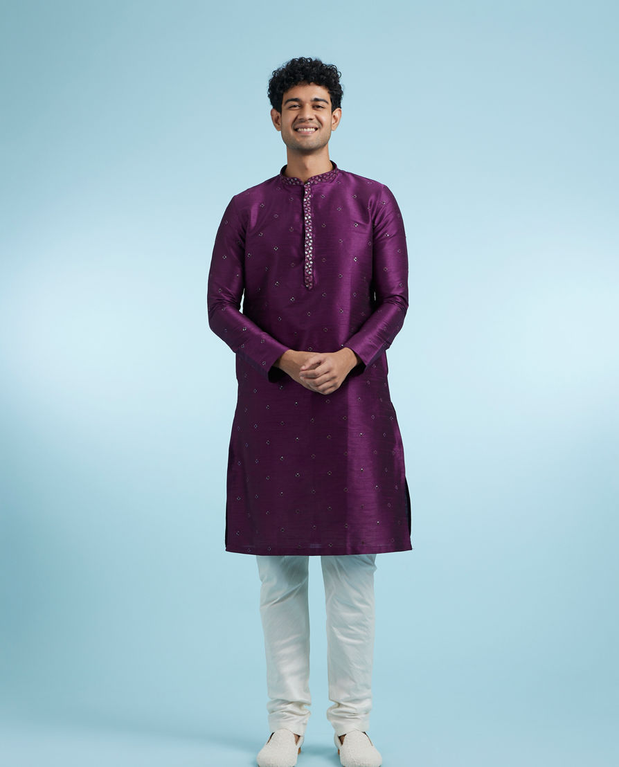 Diwas Men Elegant Purple Kurta Pajama Set