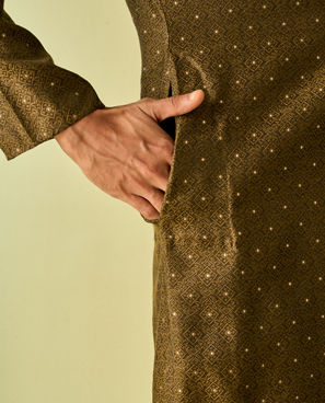 Diwas Men Olive Green Festive Kurta Pajama