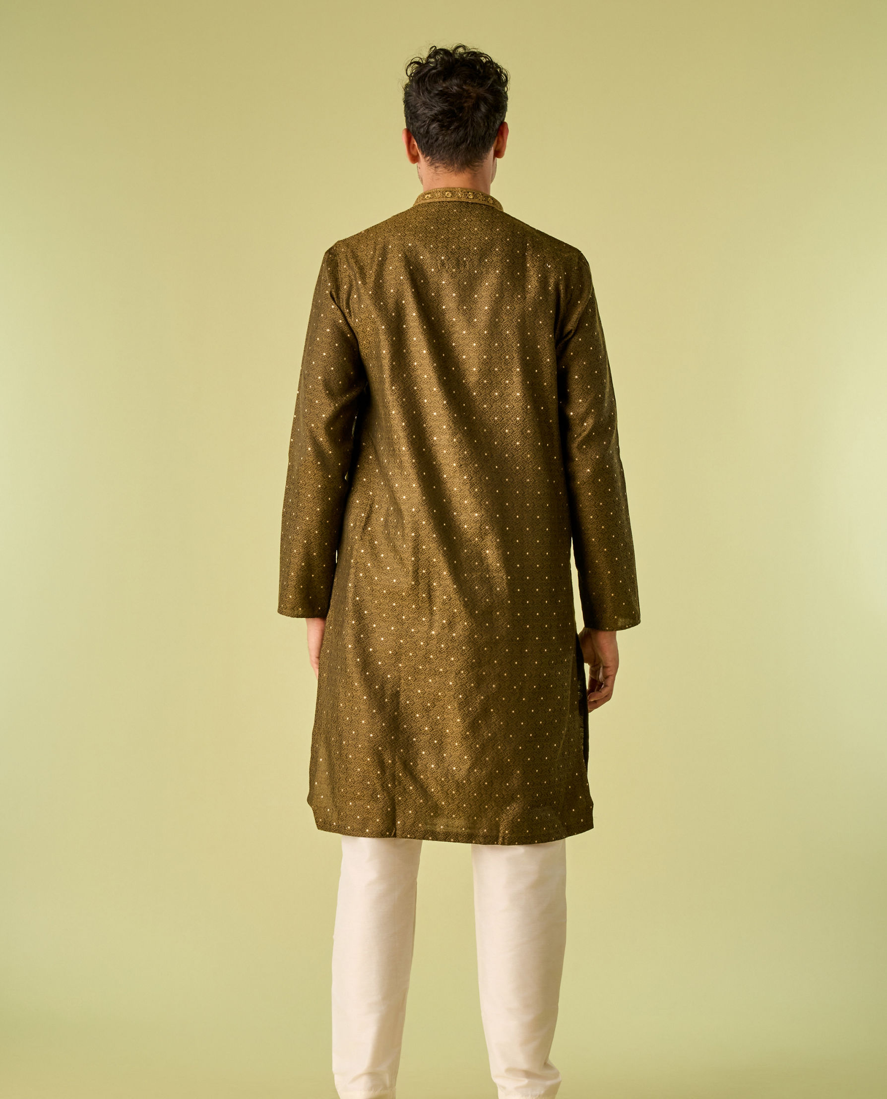 Diwas Men Olive Green Festive Kurta Pajama