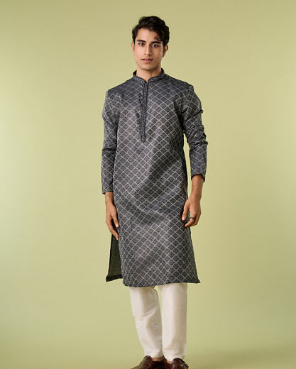 Diwas Men Grey Elegance Kurta Pajama