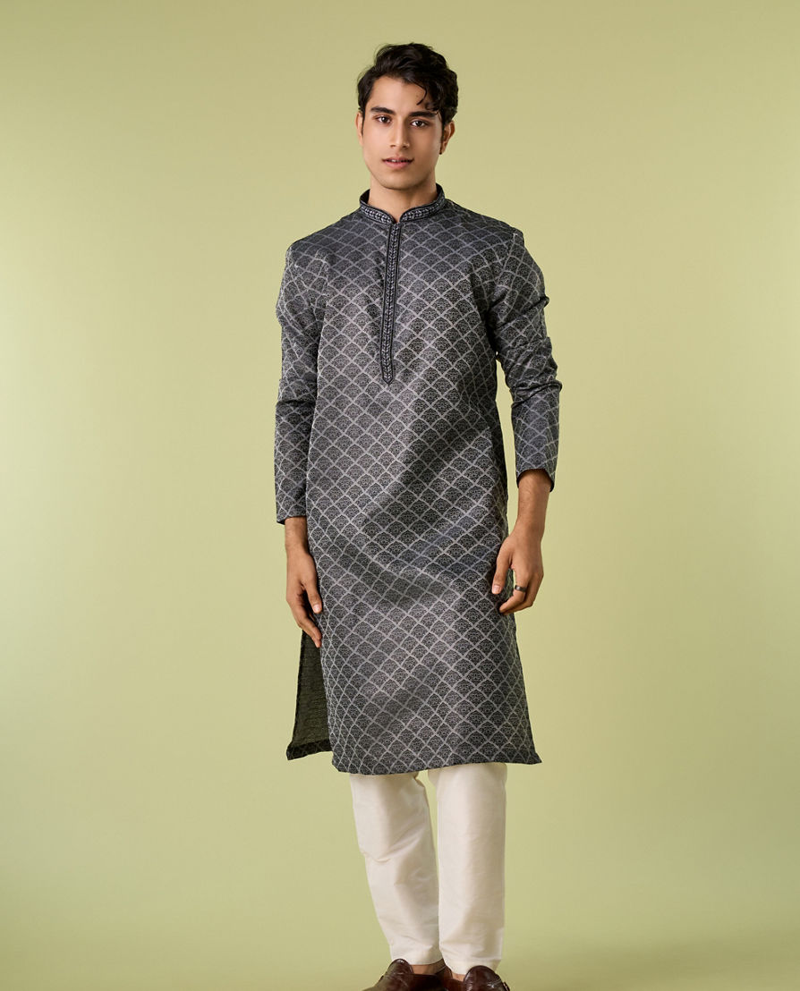 Diwas Men Grey Elegance Kurta Pajama