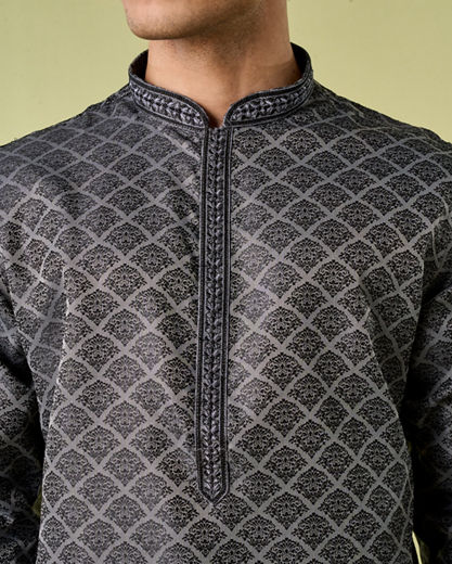 Diwas Men Grey Elegance Kurta Pajama