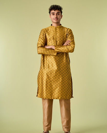 Diwas Men Regal Mustard Kurta Pajama