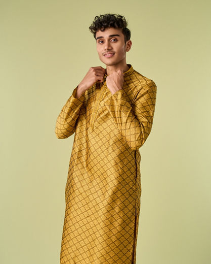 Diwas Men Regal Mustard Kurta Pajama