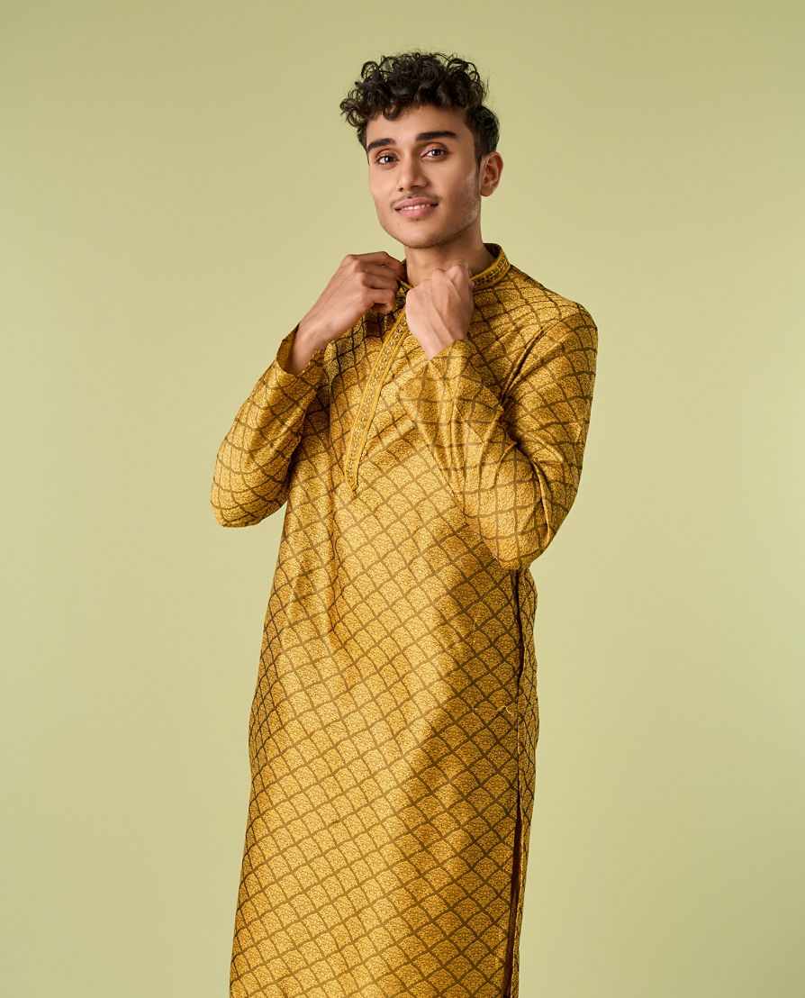 Diwas Men Regal Mustard Kurta Pajama