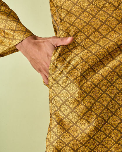 Diwas Men Regal Mustard Kurta Pajama