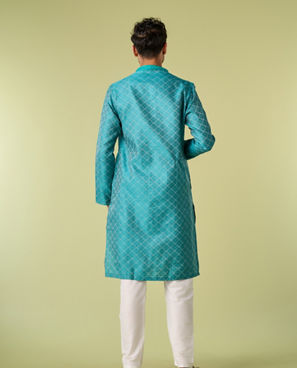 Diwas Men Turquoise Blue Elegance Kurta Pajama