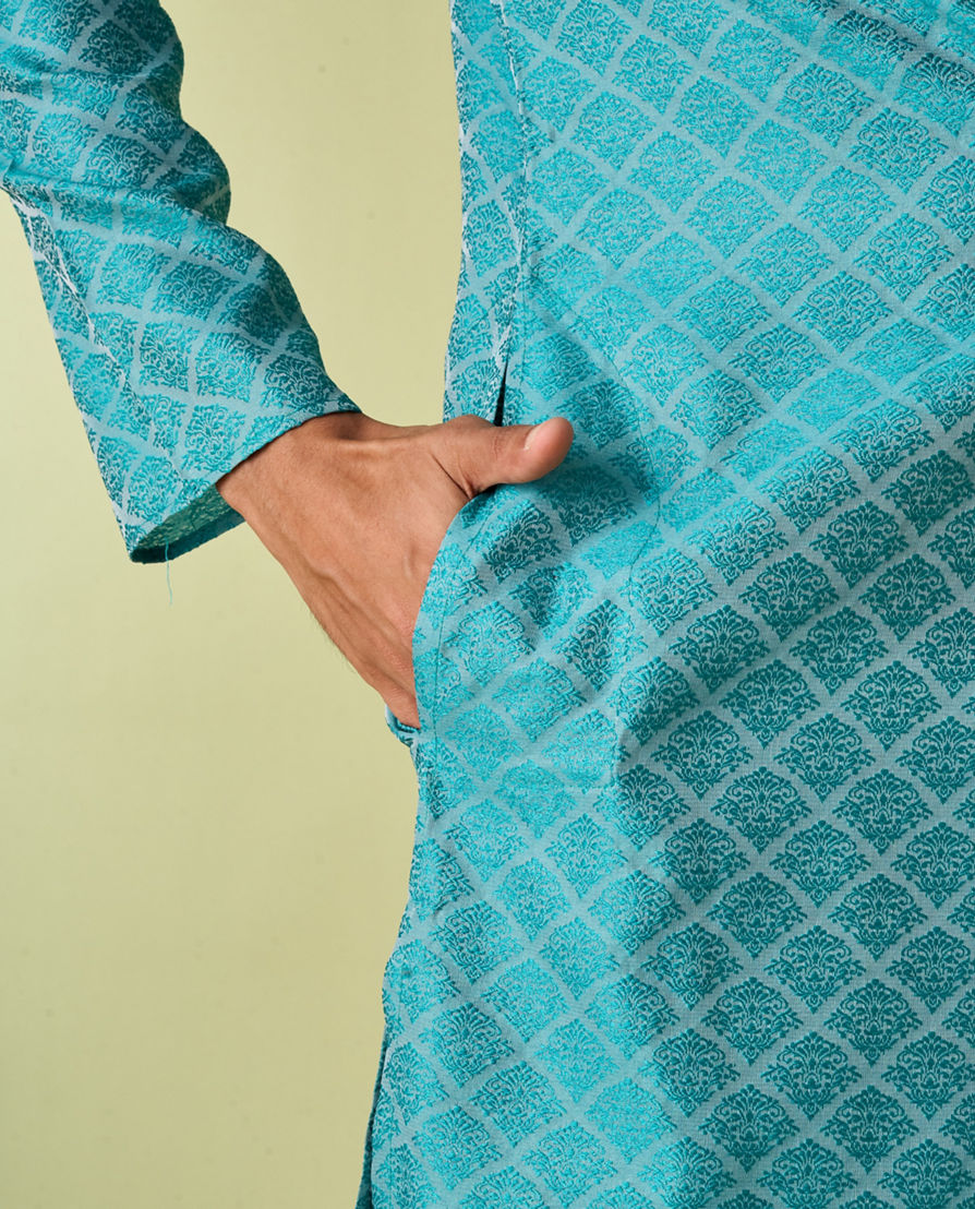 Diwas Men Turquoise Blue Elegance Kurta Pajama
