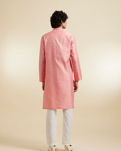 Diwas Men Embedded Elegance Pink Kurta Pajama