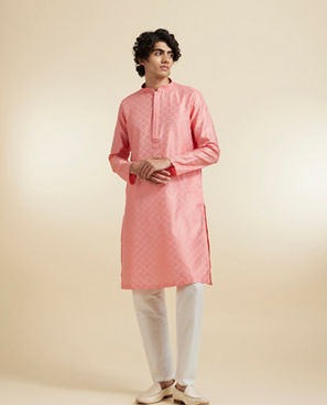 Diwas Men Embedded Elegance Pink Kurta Pajama