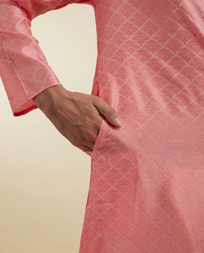 Diwas Men Embedded Elegance Pink Kurta Pajama