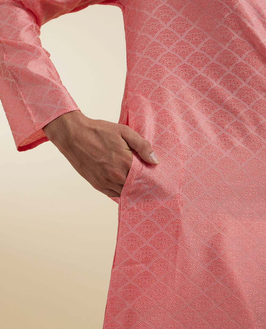 Diwas Men Embedded Elegance Pink Kurta Pajama