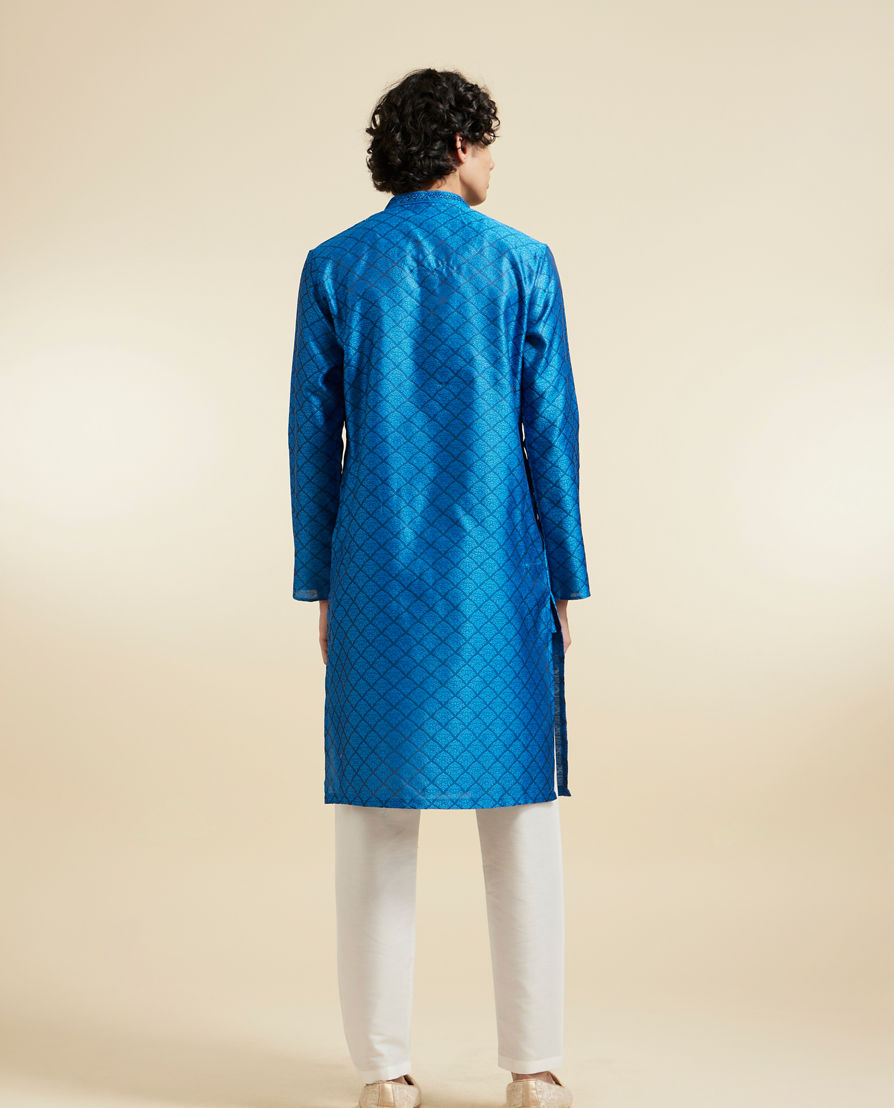 Diwas Men Blue Majestic Ensemble Kurta Pajama