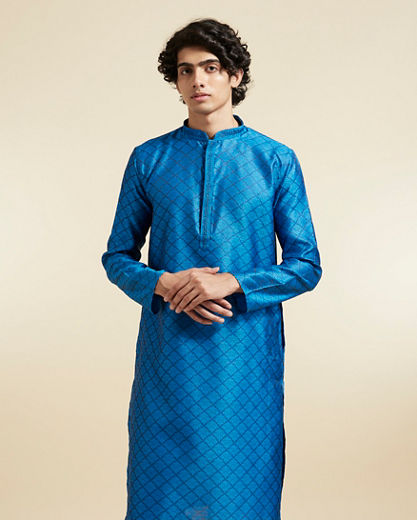 Diwas Men Blue Majestic Ensemble Kurta Pajama