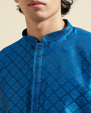 Diwas Men Blue Majestic Ensemble Kurta Pajama