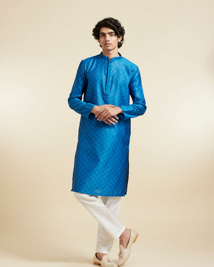 Diwas Men Blue Majestic Ensemble Kurta Pajama