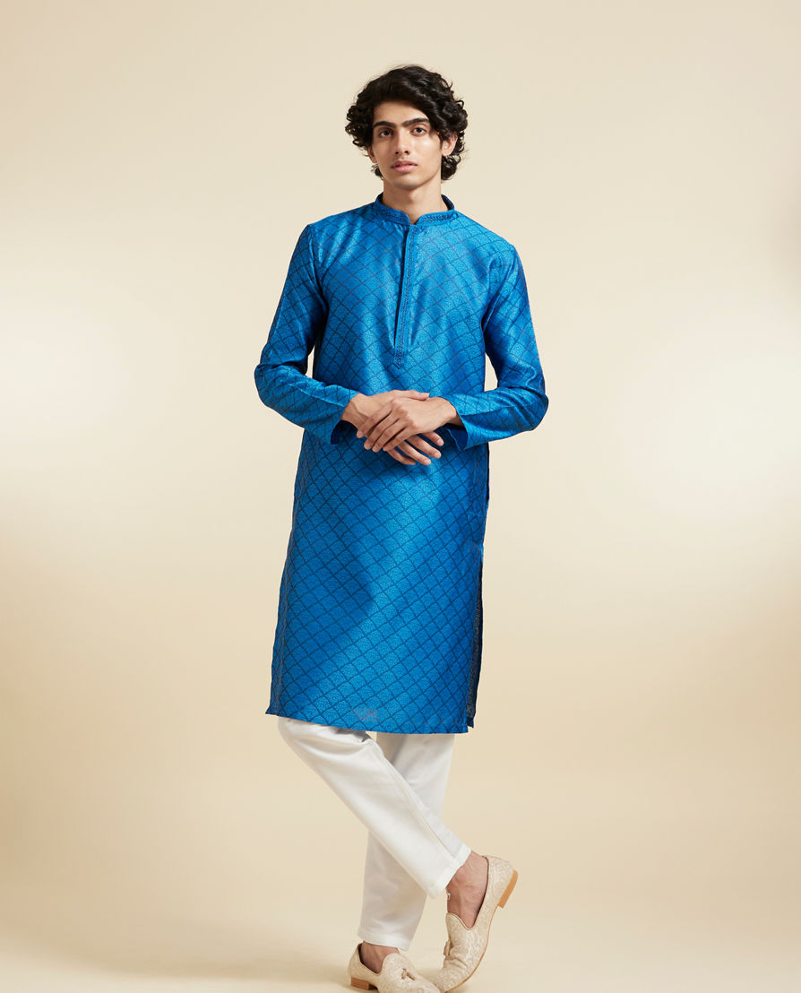 Diwas Men Blue Majestic Ensemble Kurta Pajama