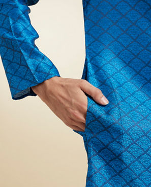 Diwas Men Blue Majestic Ensemble Kurta Pajama