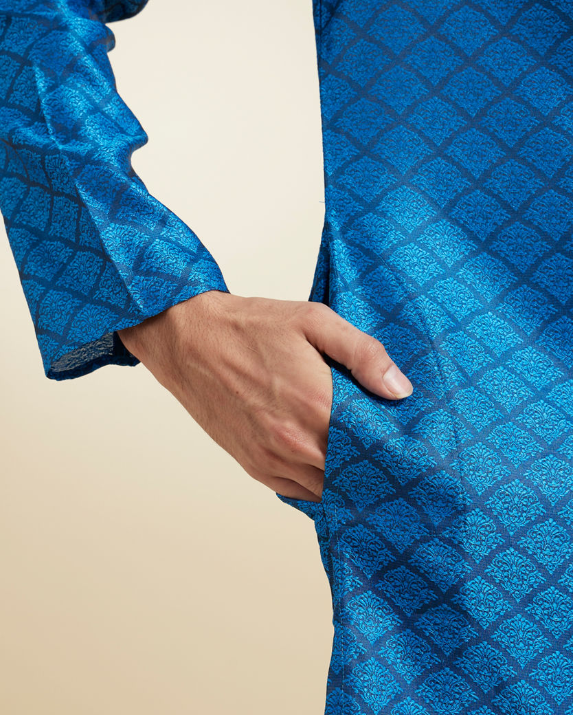 Diwas Men Blue Majestic Ensemble Kurta Pajama