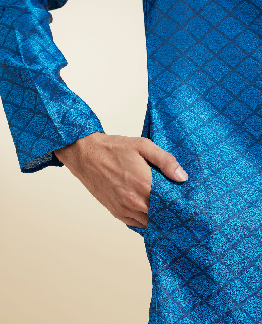 Diwas Men Blue Majestic Ensemble Kurta Pajama