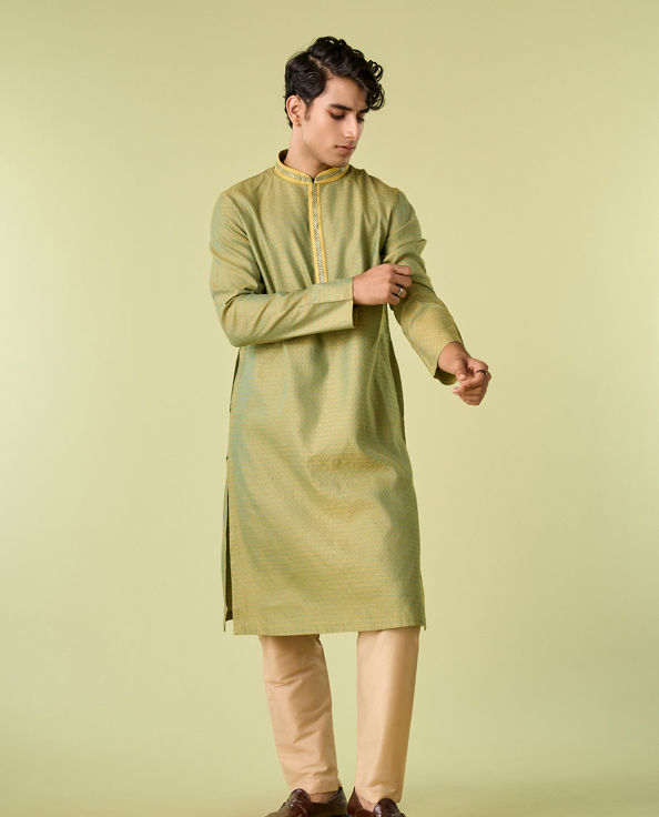Diwas Men Mehndi Green Elegance Kurta Pajama