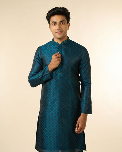 Diwas Men Teal Blue Radiance Kurta Pajama