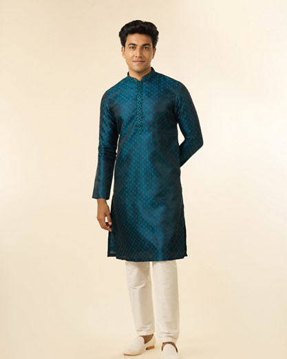 Diwas Men Teal Blue Radiance Kurta Pajama