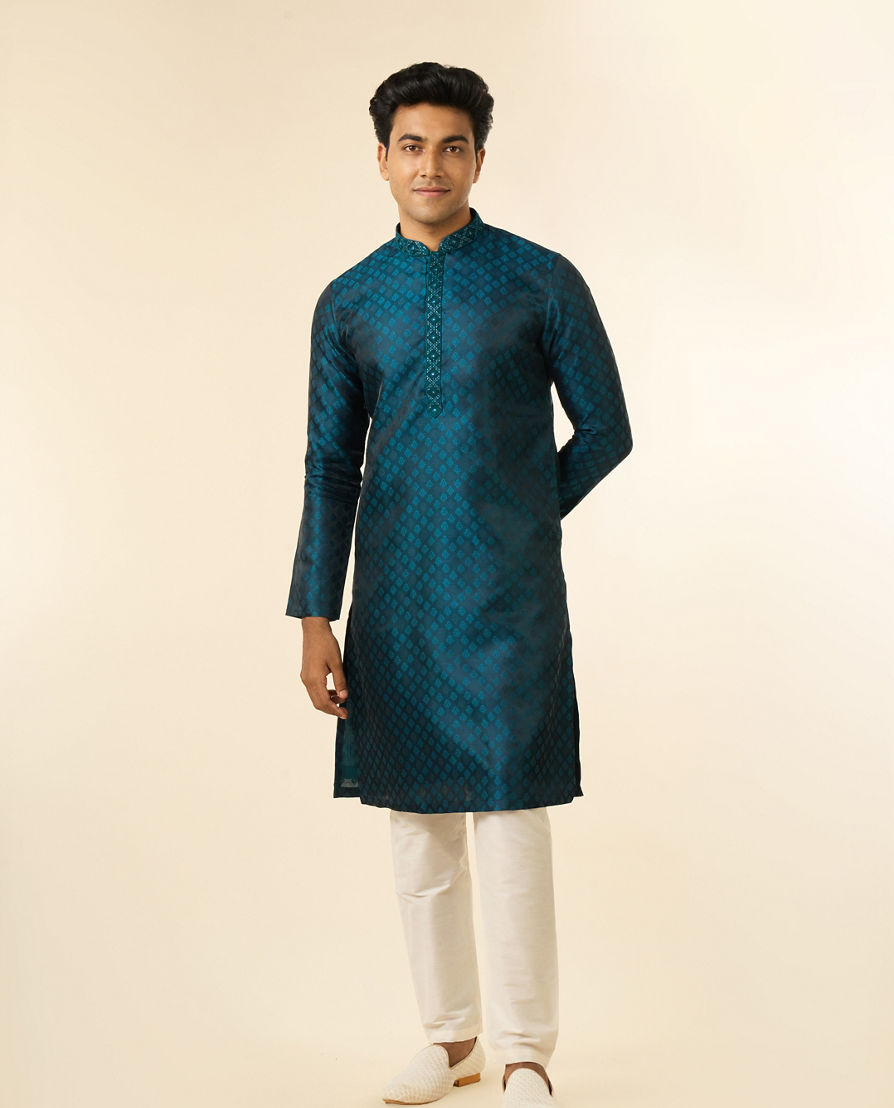 Diwas Men Teal Blue Radiance Kurta Pajama